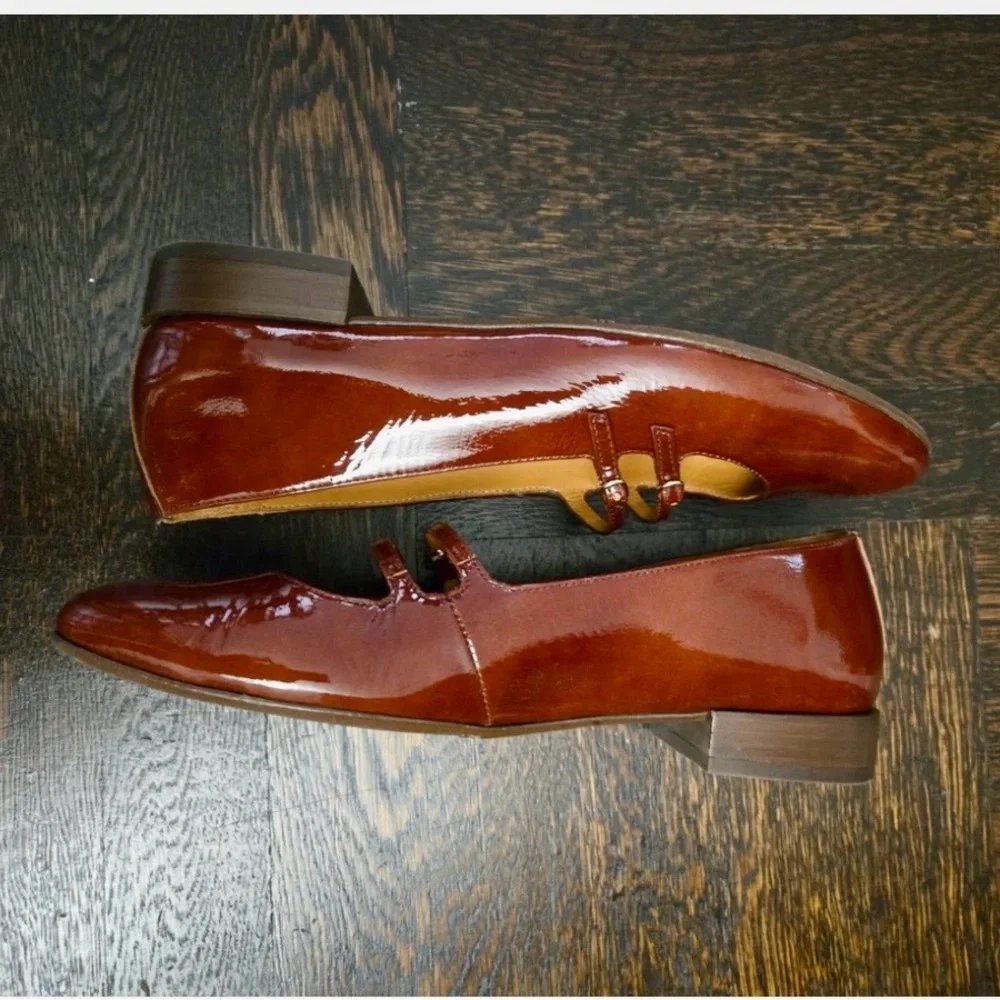 Sezane Burgundy Patent Leather Loafers - Picture 4 of 7